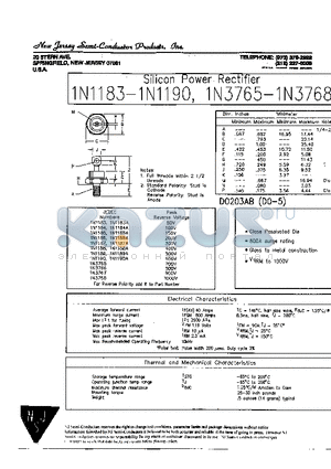 1N1184 datasheet - Silicon Power Rectifier