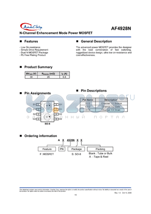 AF4928NSA datasheet - N-Channel Enhancement Mode Power MOSFET