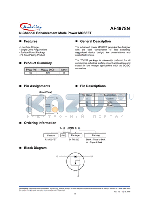 AF4978N datasheet - N-Channel Enhancement Mode Power MOSFET