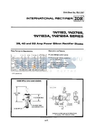 1N1186 datasheet - 35,40,and 60 Amp Power Silicon Rectifier Diodes