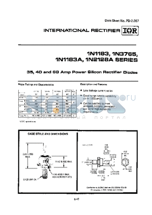 1N1185A datasheet - 35,40,and 60 Amp Power Silicon Rectifier Diodes