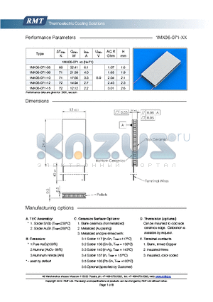 1MX06-071-05 datasheet - Blank ceramics (not metallized) Metallized (Au plating) Blank, tinned Copper