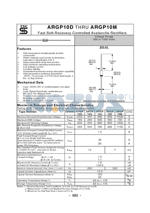 ARGP10J datasheet - Fast Soft-Recovery Controlled Avalanche Rectifiers