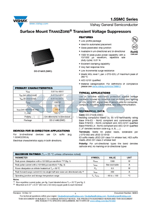 1.5SMC440A-E3 datasheet - Surface Mount TRANSZORB^ Transient Voltage Suppressors
