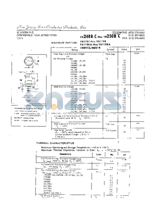 1N1191 datasheet - PEAK REPETITIVE REVERSE VOLTAGE DC BLOCKING VOLTAGE