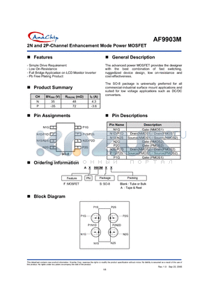 AF9903M datasheet - 2N and 2P-Channel Enhancement Mode Power MOSFET