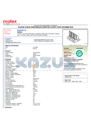 A-42226-0046 datasheet - 2.54mm (.100) Pitch KK^ Header, Breakaway, Right Angle, with Plastic Polarizing Peg, 11 Circuits, 0.38lm (15l) Gold (Au) Selective Plating