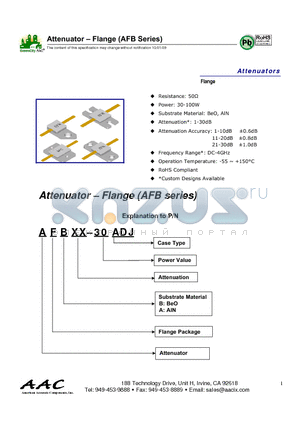 AFBXX-50ABR datasheet - Attenuator - Flange (AFB Series)