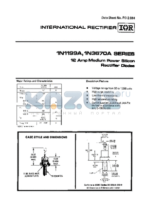 1N1201A datasheet - 12 AMP MEDIUM POWER SILICON RECTIFIER DIODES