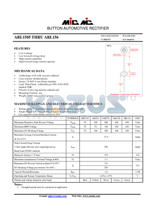 ARL156 datasheet - BUTTON AUTOMOTIVE RECTIFIER