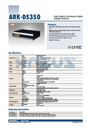 ARK-DS350-U0A1E datasheet - High Graphic Performance Digital Signage Platform