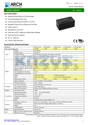 AFC20-24S datasheet - AC-DC Power Module