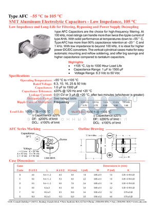 AFC337M25G24T datasheet - SMT Aluminum Electrolytic Capacitors - Low Impedance, 105 C