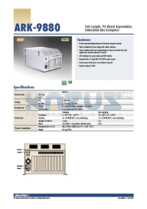 ARK-9880BP-30ZE datasheet - Full Length, PC Board Expandable, Embedded Box Computer