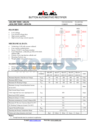 ARL254 datasheet - BUTTON AUTOMOTIVE RECTIFIER