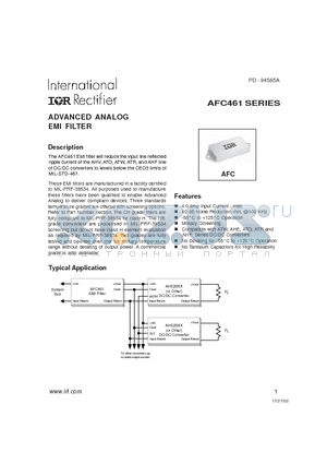 AFC461F datasheet - ADVANCED ANALOG EMI FILTER