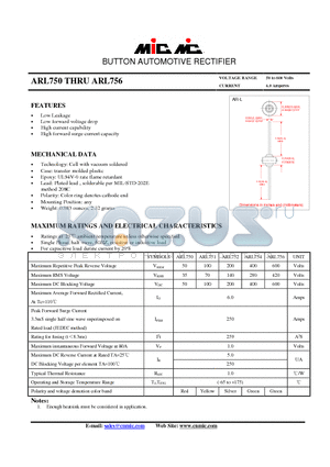 ARL752 datasheet - BUTTON AUTOMOTIVE RECTIFIER