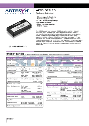 AFC5-05S12 datasheet - Single and dual output