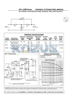 ARM-1 datasheet - VARIABLE ATTENUATORS, MANUAL