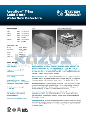 AFDTA datasheet - Solid State Waterflow Detectors