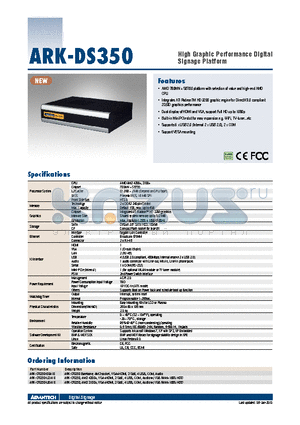 ARK-DS350-00A1E datasheet - High Graphic Performance Digital Signage Platform