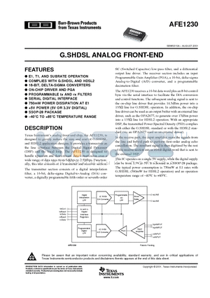 AFE1231KG4 datasheet - G.SHDSL ANALOG FRONT-END