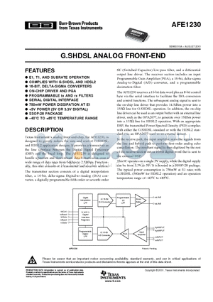 AFE1230 datasheet - G.SHDSL ANALOG FRONT-END