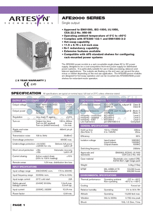 AFE2000-26S48NA datasheet - Single output