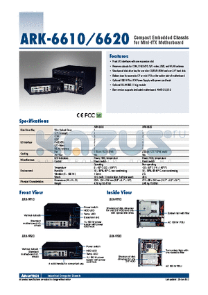 ARK-6620 datasheet - Compact Embedded Chassis for Mini-ITX Motherboard