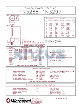 1N1400 datasheet - SILICON POWER RECTIFIER