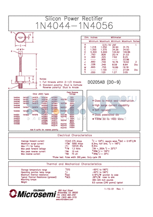 1N1663 datasheet - SILICON POWER RECTIFIER