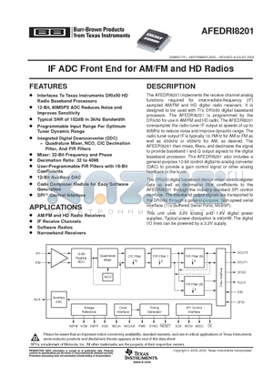 AFEDRI8201PFBT datasheet - IF ADC Front End for AM/FM and HD Radios