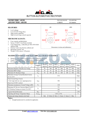 ARS3505 datasheet - BUTTON AUTOMOTIVE RECTIFIER