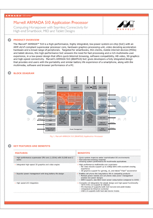 ARMADA510 datasheet - Computing Horsepower with Seamless Connectivity for High-end Smartbook, MID and Tablet Designs