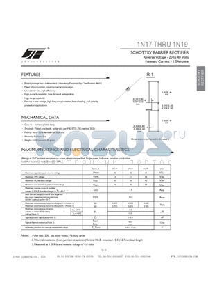 1N18 datasheet - SHOTTKY BARRIER RECTIFIER