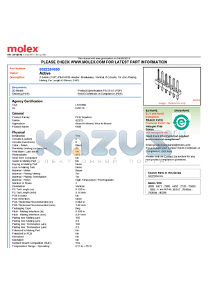 A-42375-0006 datasheet - 2.54mm (.100) Pitch KK^ Header, Breakaway, Vertical, 6 Circuits, Tin (Sn) Plating, Mating Pin Length 6.09mm (.240)