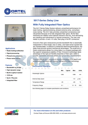 5017E datasheet - Delay Line With Fully Integrated Fiber Optics