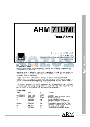 ARM7TDMI datasheet - general purpose 32-bit microprocessors