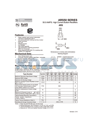 ARS50J datasheet - 50.0 AMPS. High Current Button Rectifiers