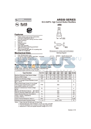 ARS50K datasheet - 50.0 AMPS. High Current Button Rectifiers