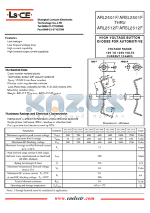 ARSL2502F datasheet - HIGH VOLTAGE BUTTON DIODES FOR AUTOMOTIVE