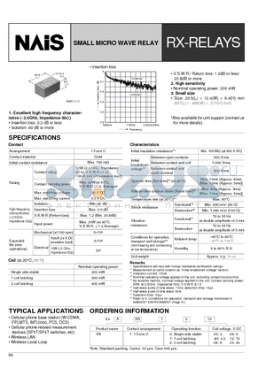 ARX1103 datasheet - SMALL MICRO WAVE RELAY