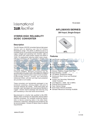 AFL12005SW/CH datasheet - HYBRID-HIGH RELIABILITY DC/DC CONVERTER