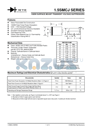 1.5SMCJ13 datasheet - 1500W SURFACE MOUNT TRANSIENT VOLTAGE SUPPRESSORS