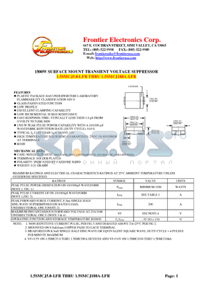 1.5SMCJ13-LFR datasheet - 1500W SURFACE MOUNT TRANSIENT VOLTAGE SUPPRESSOR