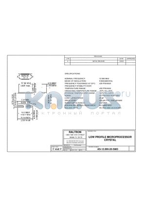 AS-12.000-20-SMD datasheet - LOW PROFILE MICROPROCESSOR CRYSTAL