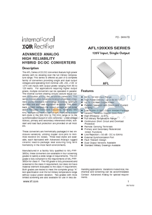 AFL12008S datasheet - HIGH RELIABILITY HYBRID DC/DC CONVERTERS