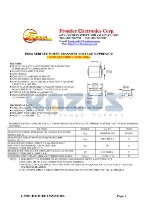 1.5SMCJ14A datasheet - 1500W SURFACE MOUNT TRANSIENT VOLTAGE SUPPRESSOR