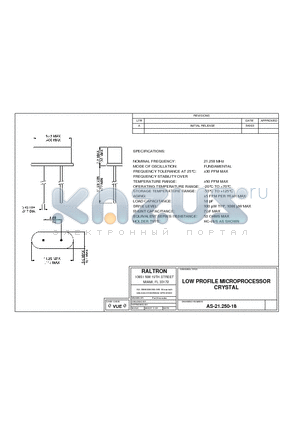 AS-21.250-18 datasheet - LOW PROFILE MICROPROCESSOR CRYSTAL