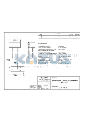 AS-33.000-20 datasheet - LOW PROFILE MICROPROCESSOR CRYSTAL